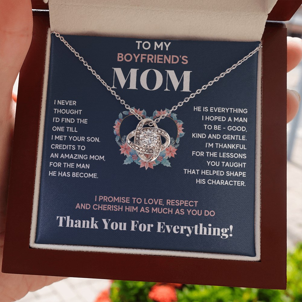 TO MY BOYFRIENDS MOM CHERISH LOVE KNOT NECKLACE GIFT SET - ON CLOUD NINE GIFTS