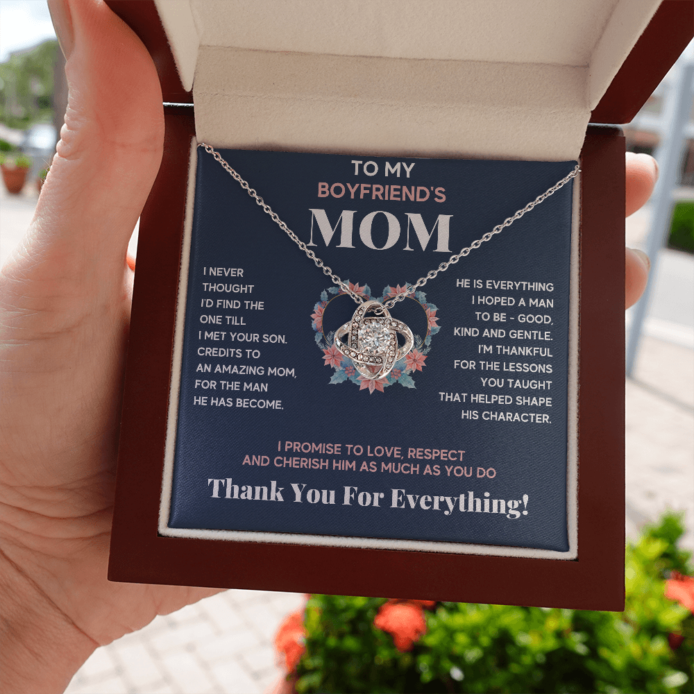 TO MY BOYFRIENDS MOM CHERISH LOVE KNOT NECKLACE GIFT SET - ON CLOUD NINE GIFTS