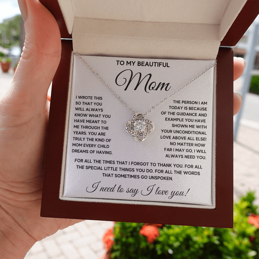 Mom necklace for women mothers day gift from son jewelry pendant gifts mother birthday Love Knot Necklace with Message Card and Gift Box - ON CLOUD NINE GIFTS