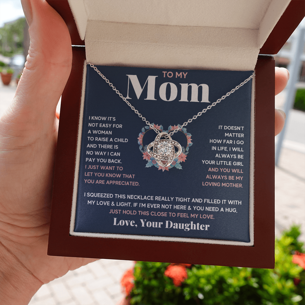 Mother daughter necklace jewelry birthday mothers day gifts from daughter to my mom Love Knot Necklace with Message Card and Gift Box - ON CLOUD NINE GIFTS