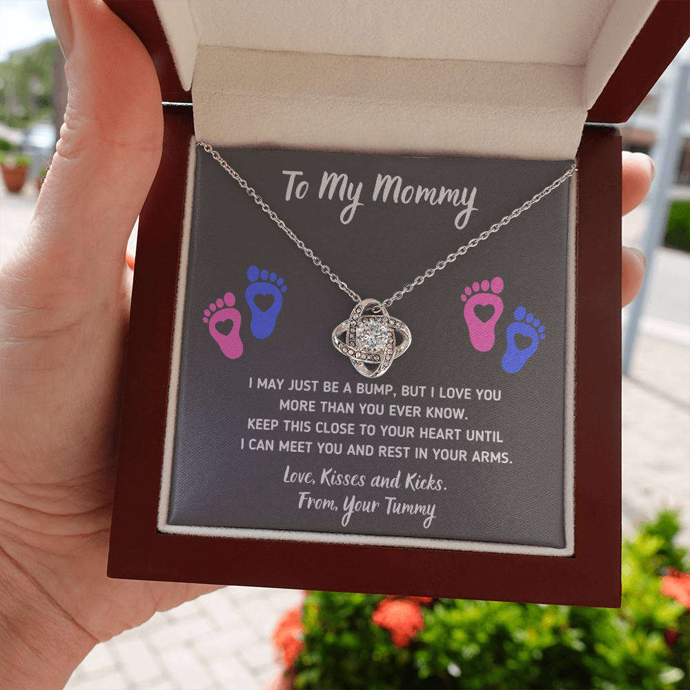 TO MY MOMMY BABY FEET LOVE KNOT NECKLACE GIFT SET - ON CLOUD NINE GIFTS