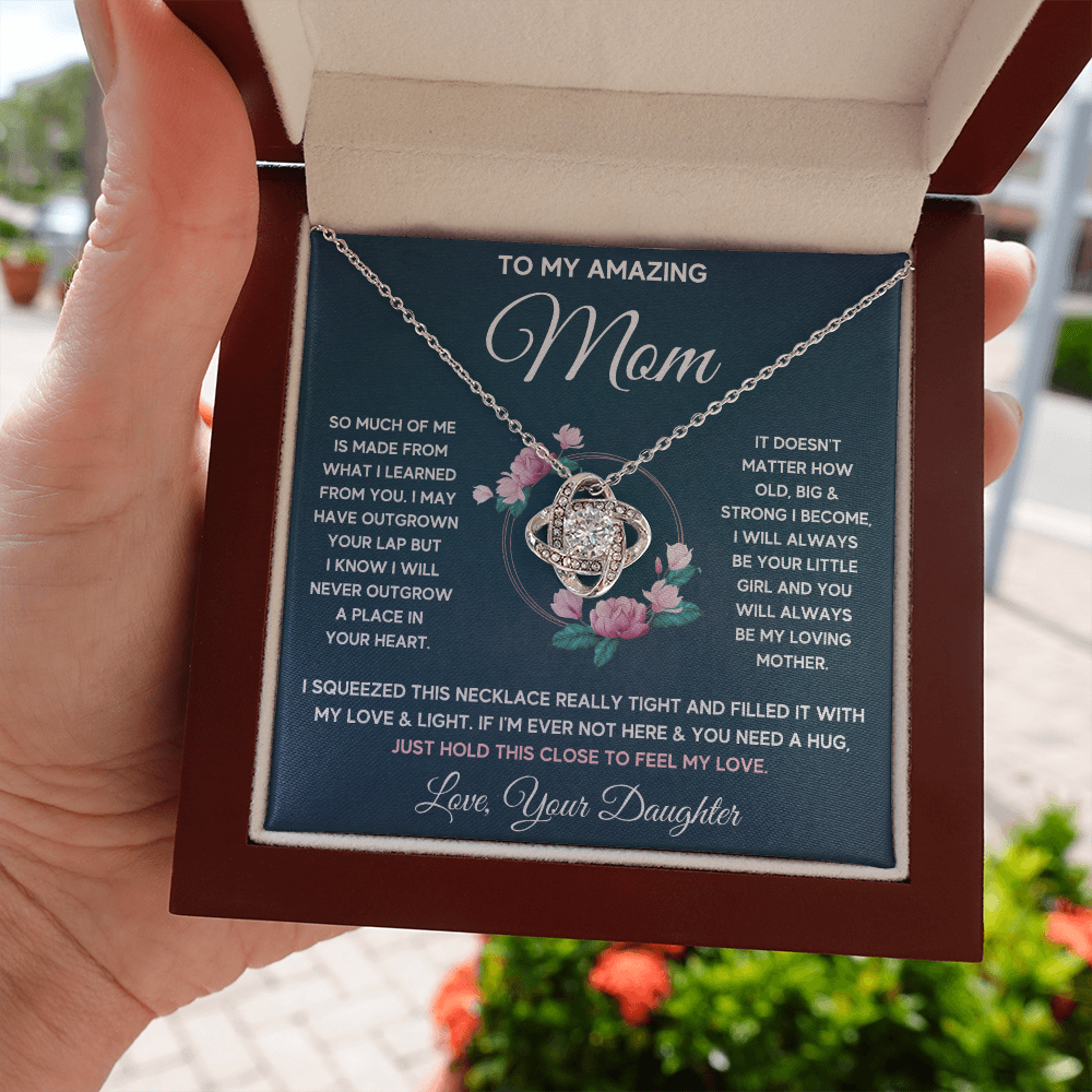Mother daughter necklace jewelry birthday mothers day gifts from daughter to my mom Love Knot Necklace with Message Card and Gift Box - ON CLOUD NINE GIFTS