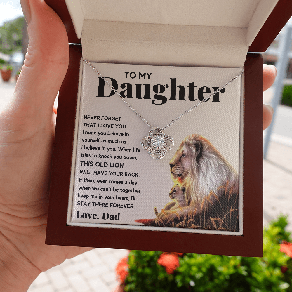 TO MY DAUGHTER OLD LION LOVE KNOT NECKLACE GIFT SET - ON CLOUD NINE GIFTS