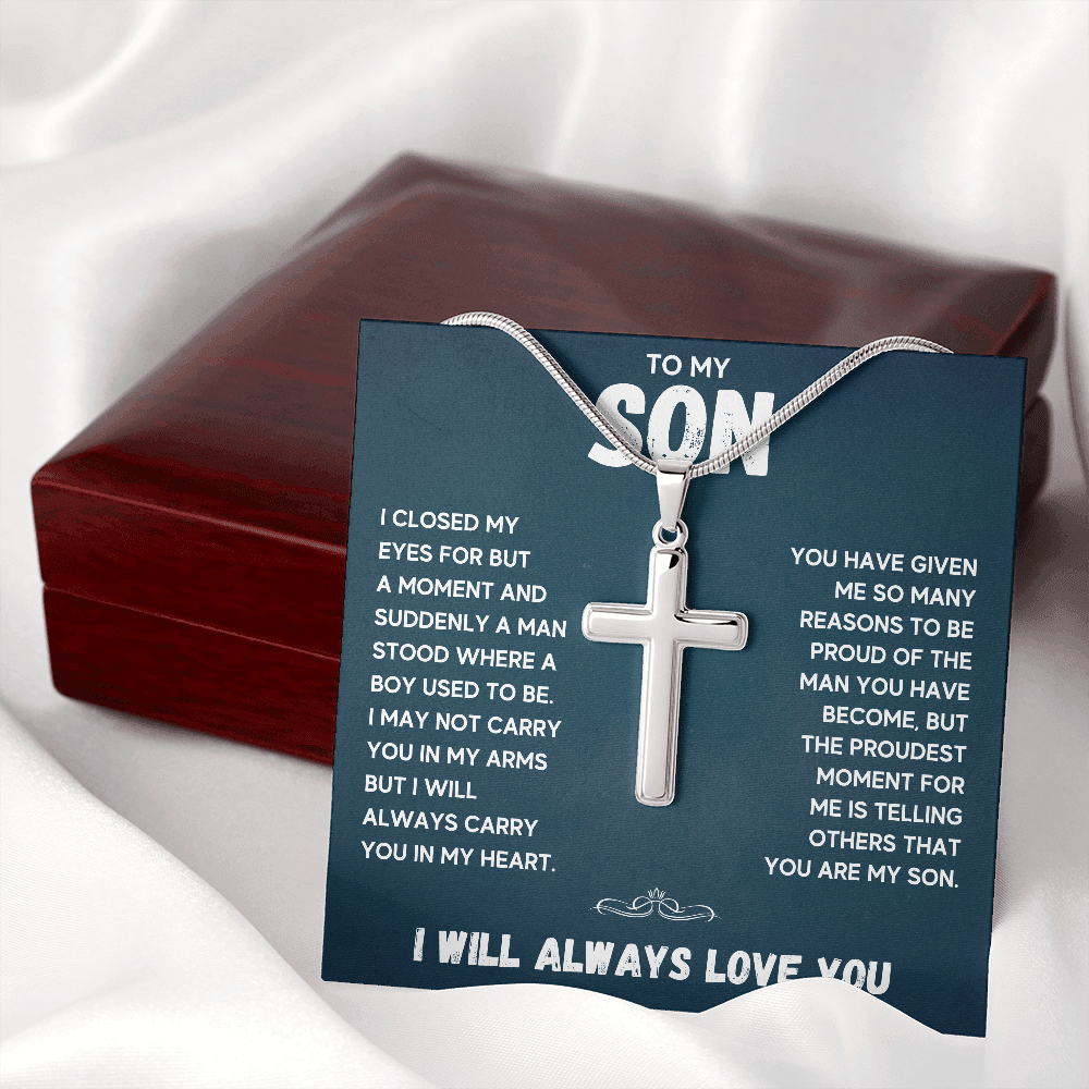 TO MY SON REASONS CROSS NECKLACE GIFT SET - ON CLOUD NINE GIFTS