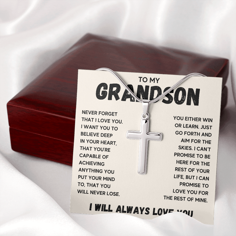 TO MY GRANDSON SKIES CROSS NECKLACE GIFT SET - ON CLOUD NINE GIFTS