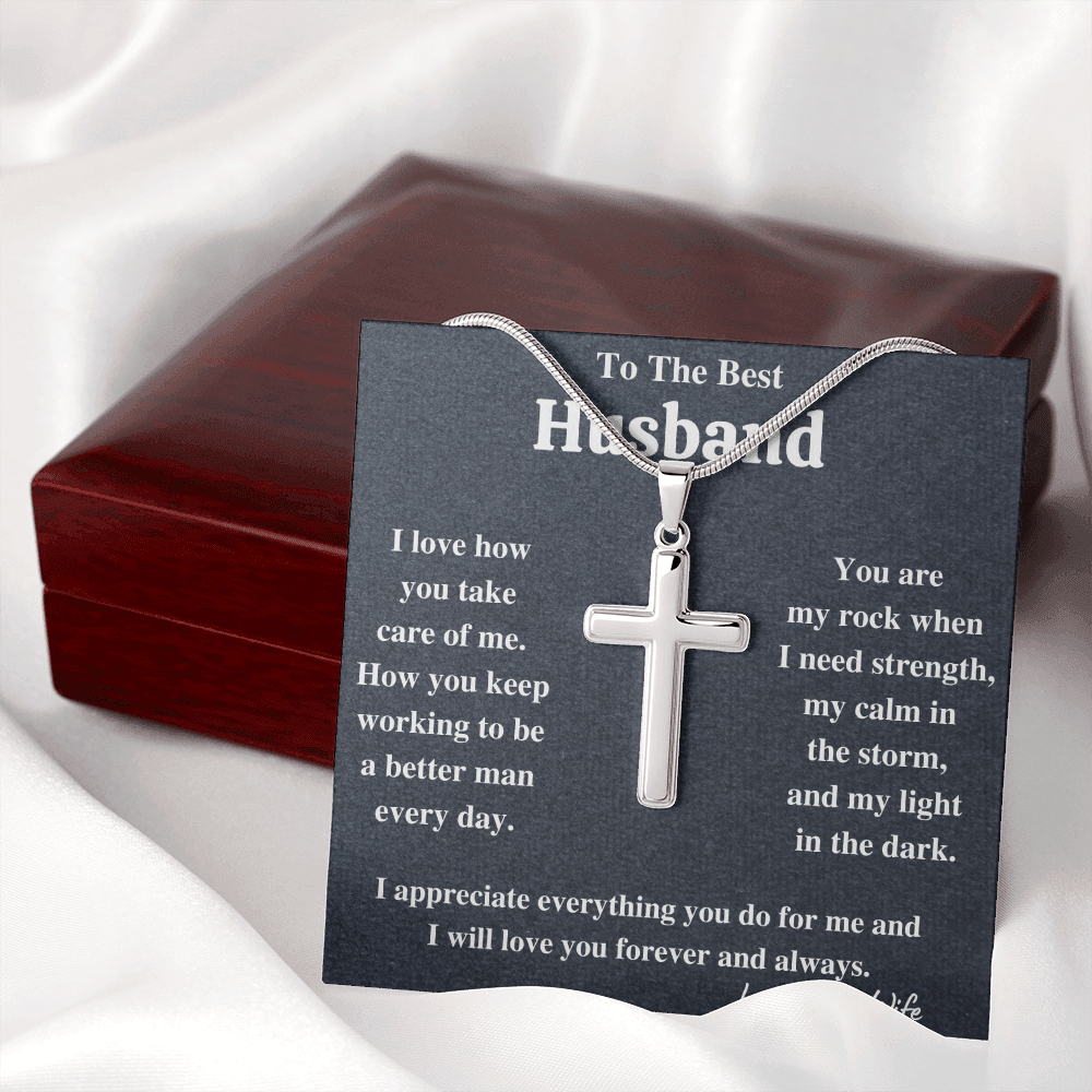 Gifts for husband from wife, to my husband cross necklace, gifts from wife to husband, gift for men anniversary birthday - ON CLOUD NINE GIFTS