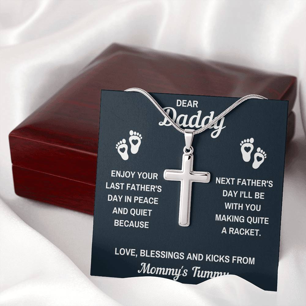 DEAR DADDY PEACE BLACK CROSS NECKLACE GIFT SET - ON CLOUD NINE GIFTS