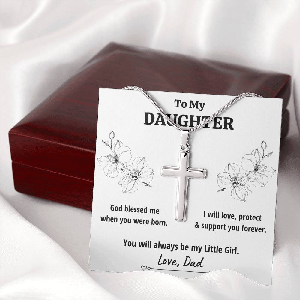 TO MY DAUGHTER FROM DAD "LITTLE GIRL" CROSS NECKLACE GIFT SET - ON CLOUD NINE GIFTS