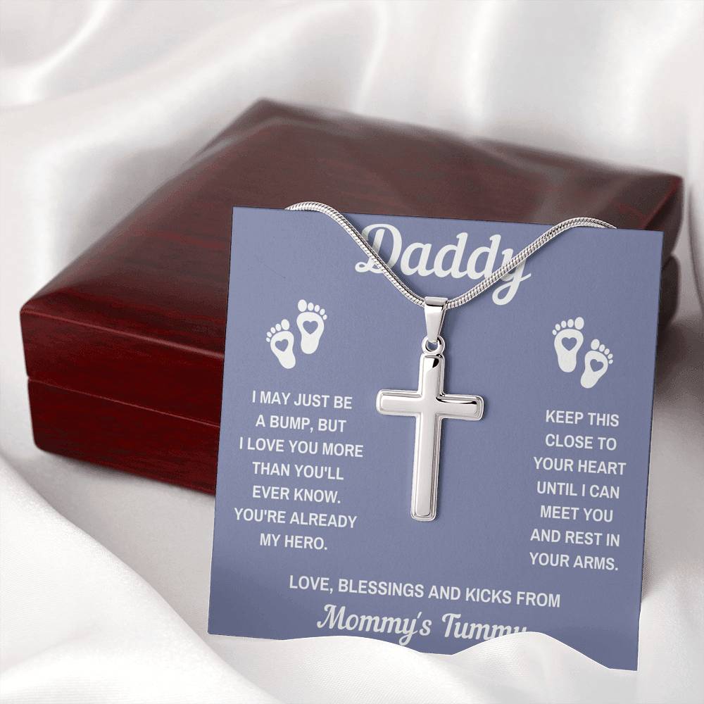 TO MY DADDY HERO GREY CROSS NECKLACE GIFT SET - ON CLOUD NINE GIFTS