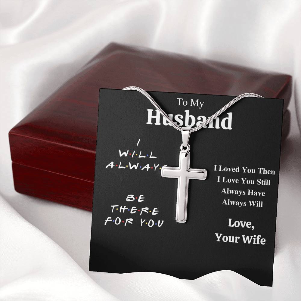 TO MY HUSBAND "I LOVED YOU THEN" CROSS NECKLACE GIFT SET - ON CLOUD NINE GIFTS