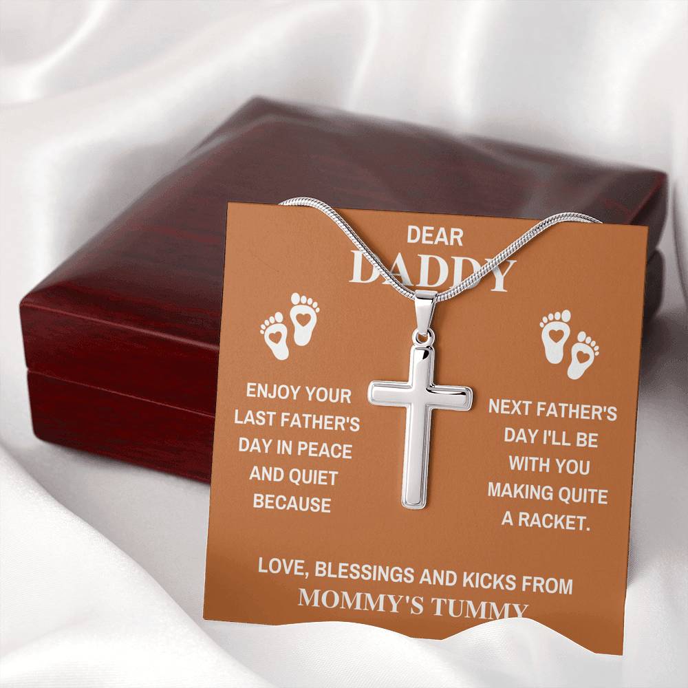 DEAR DADDY PEACE ORANGE CROSS NECKLACE GIFT SET - ON CLOUD NINE GIFTS