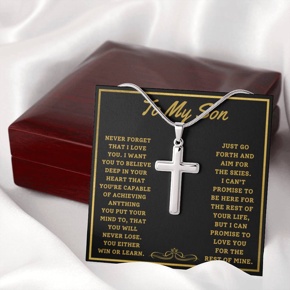 TO MY SON AIM FOR THE SKIES CROSS NECKLACE GIFT SET - ON CLOUD NINE GIFTS