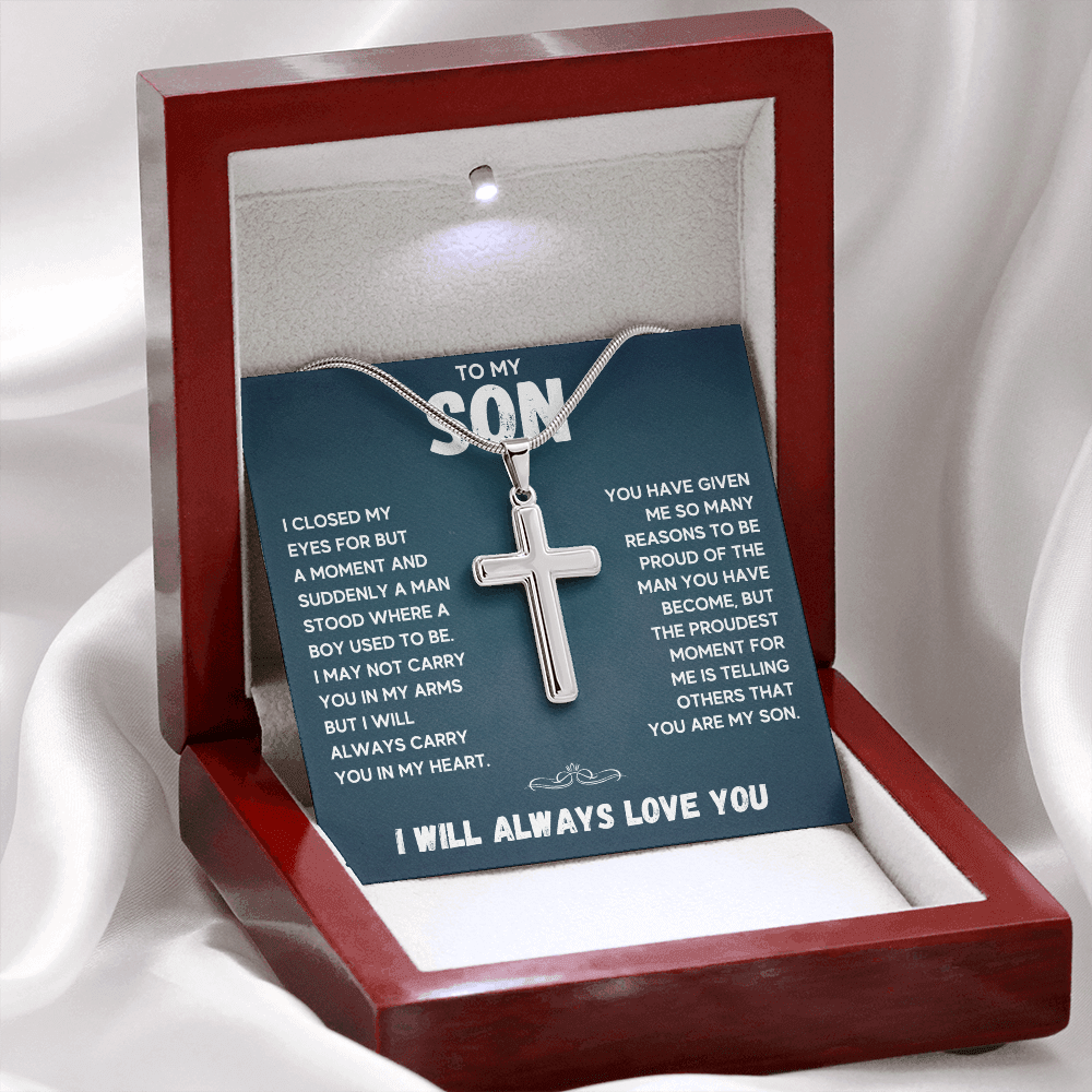 TO MY SON REASONS CROSS NECKLACE GIFT SET - ON CLOUD NINE GIFTS