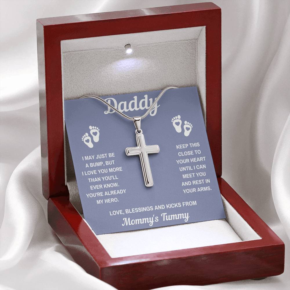 TO MY DADDY HERO GREY CROSS NECKLACE GIFT SET - ON CLOUD NINE GIFTS