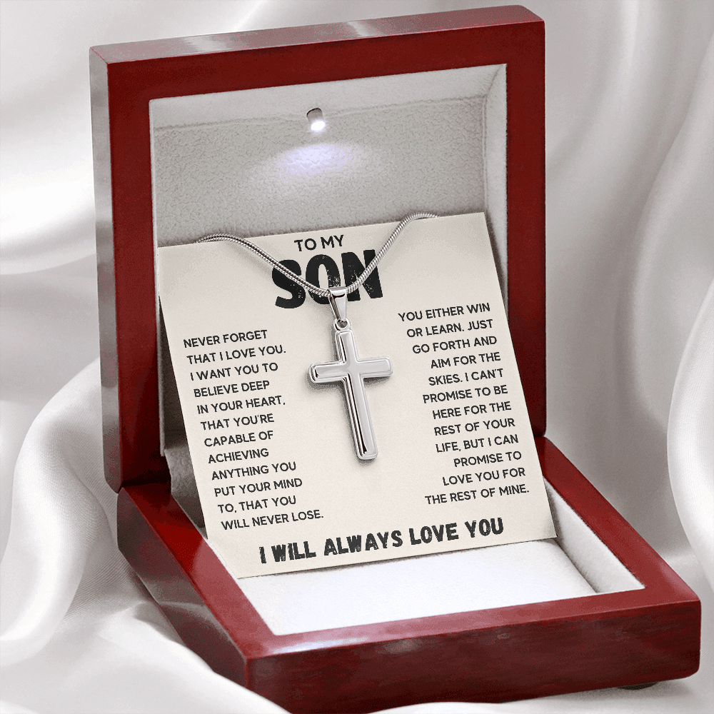 TO MY SON SKIES CROSS NECKLACE GIFT SET - ON CLOUD NINE GIFTS