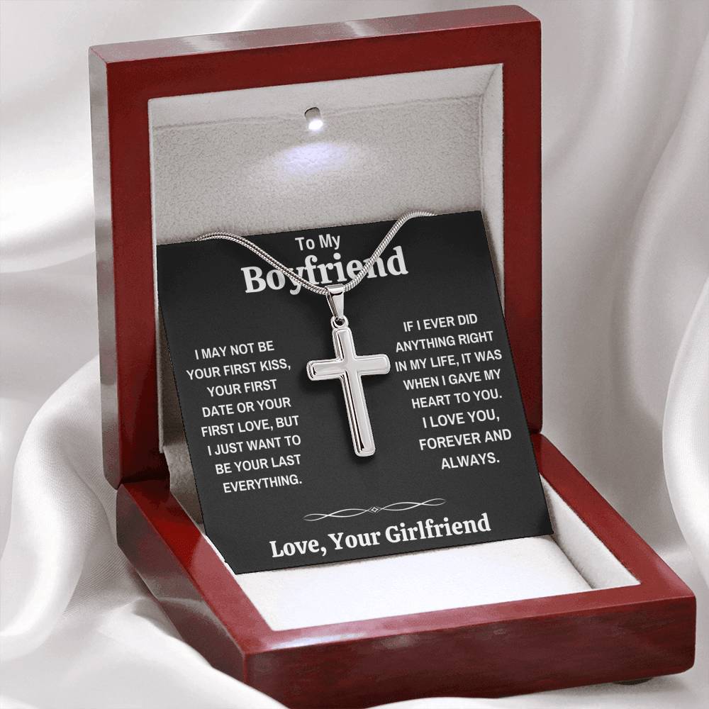 TO MY BOYFRIEND MY HEART BLACK CROSS NECKLACE GIFT SET - ON CLOUD NINE GIFTS