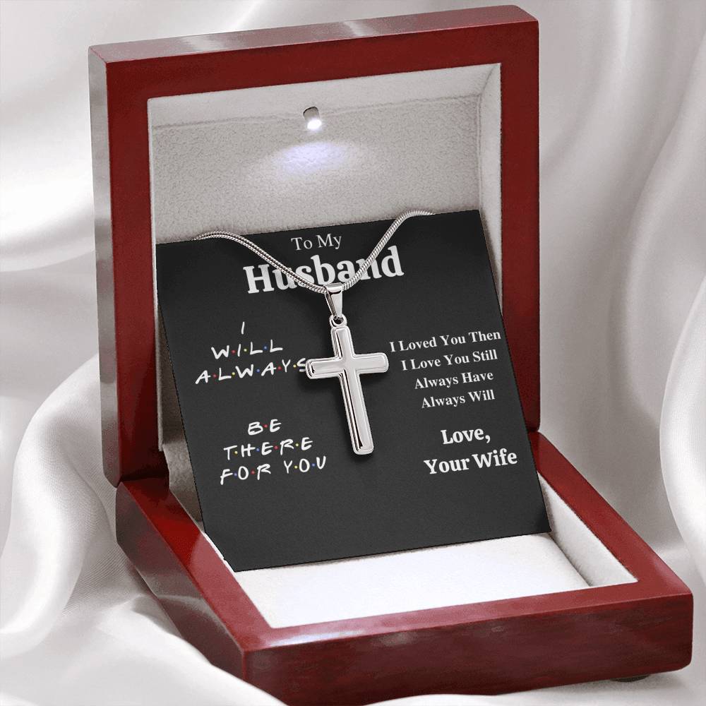 TO MY HUSBAND "I LOVED YOU THEN" CROSS NECKLACE GIFT SET - ON CLOUD NINE GIFTS