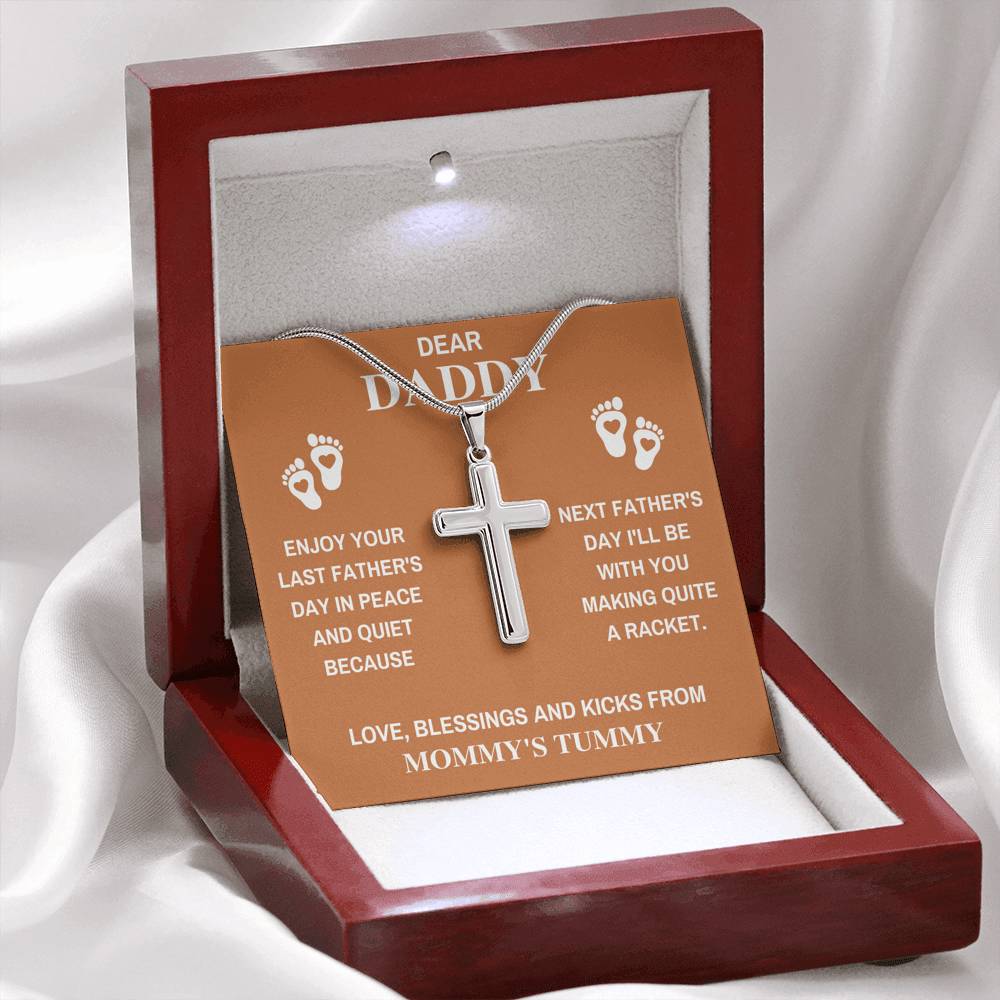 DEAR DADDY PEACE ORANGE CROSS NECKLACE GIFT SET - ON CLOUD NINE GIFTS