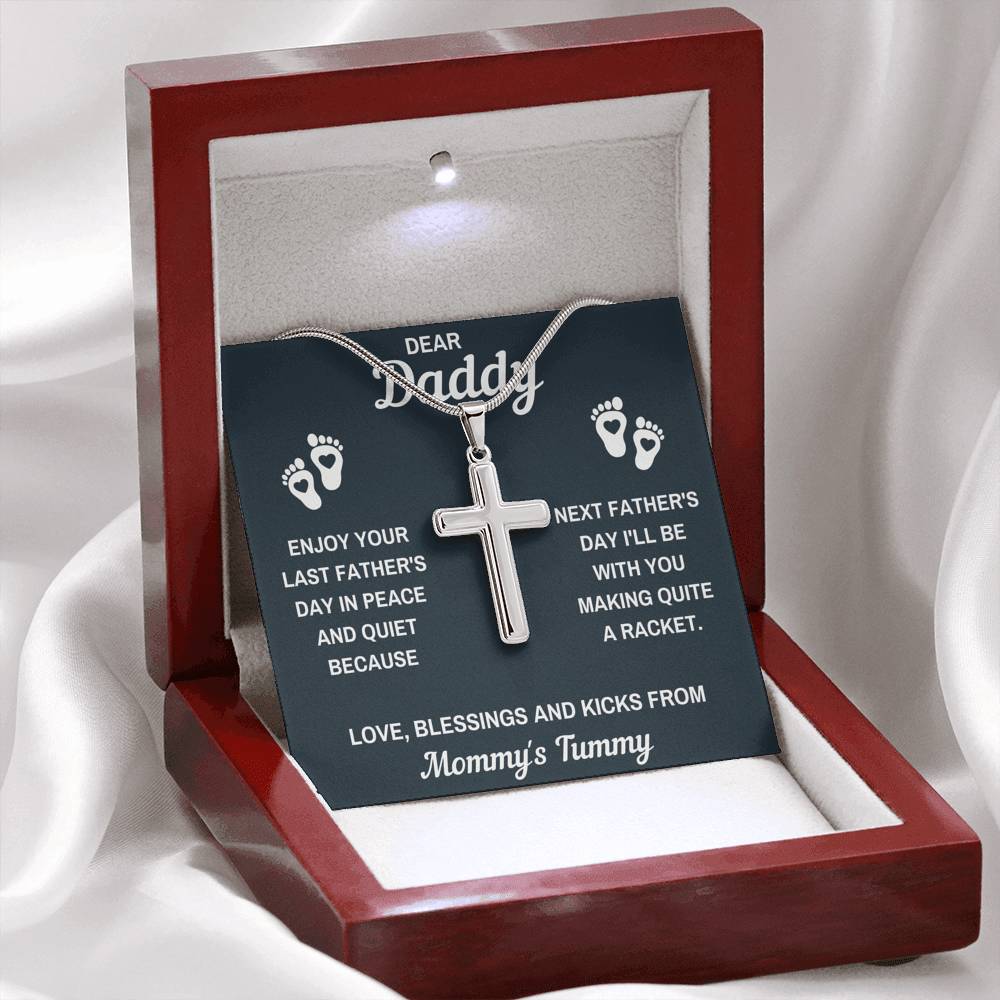 DEAR DADDY PEACE BLACK CROSS NECKLACE GIFT SET - ON CLOUD NINE GIFTS