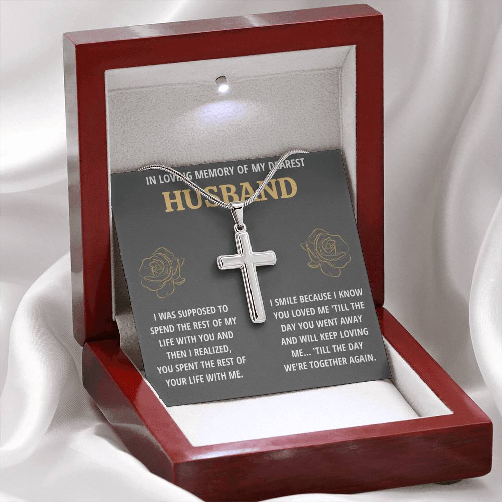 IN LOVING MEMORY OF MY DEAREST HUSBAND REMEMBRANCE CROSS NECKLACE GIFT SET - ON CLOUD NINE GIFTS