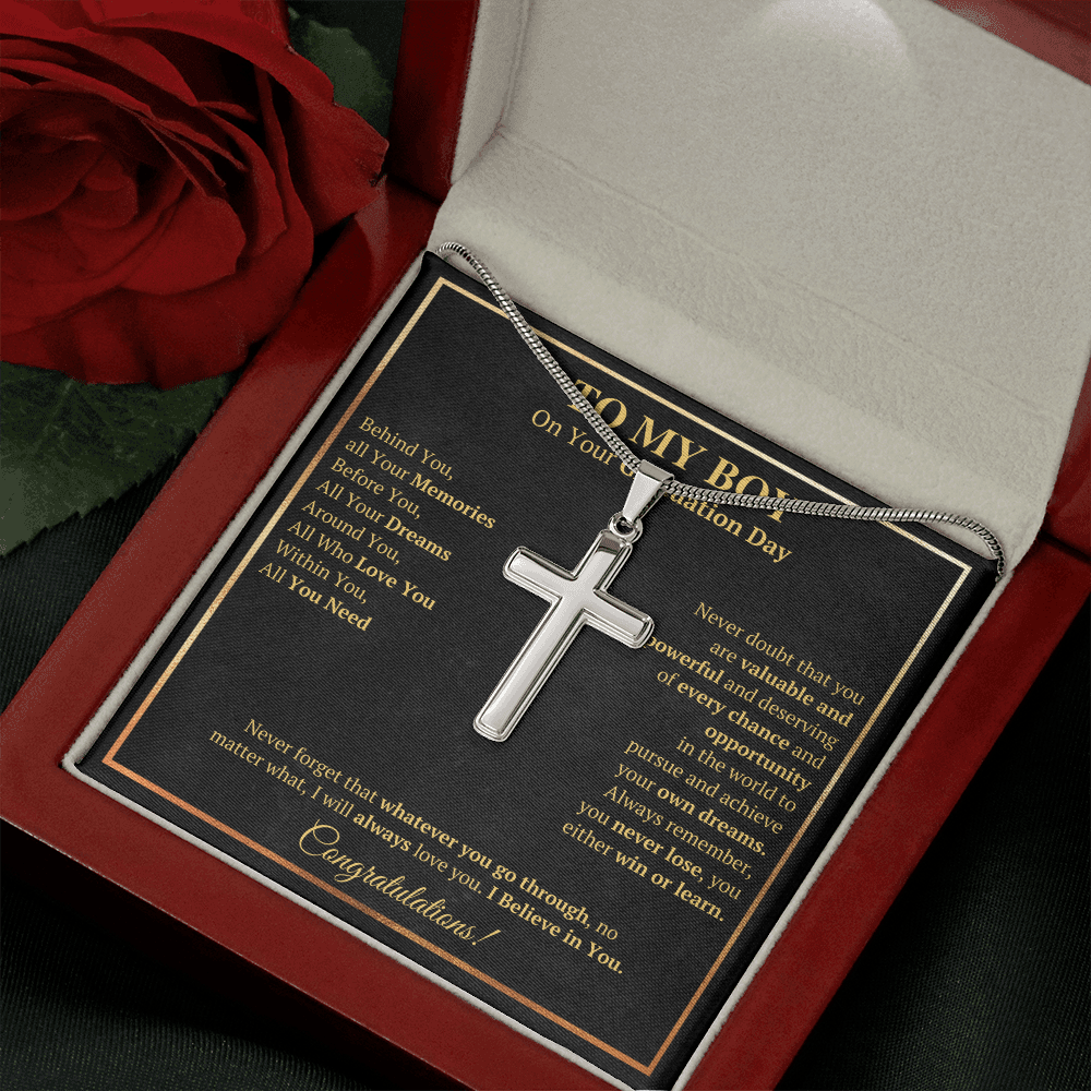 Graduation gifts for son grandson graduation Cross necklace high school class of 2022 presents with message card and gift box - ON CLOUD NINE GIFTS