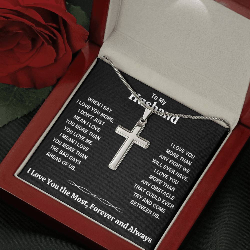 TO MY HUSBAND "LOVE YOU THE MOST" CROSS NECKLACE GIFT SET - ON CLOUD NINE GIFTS