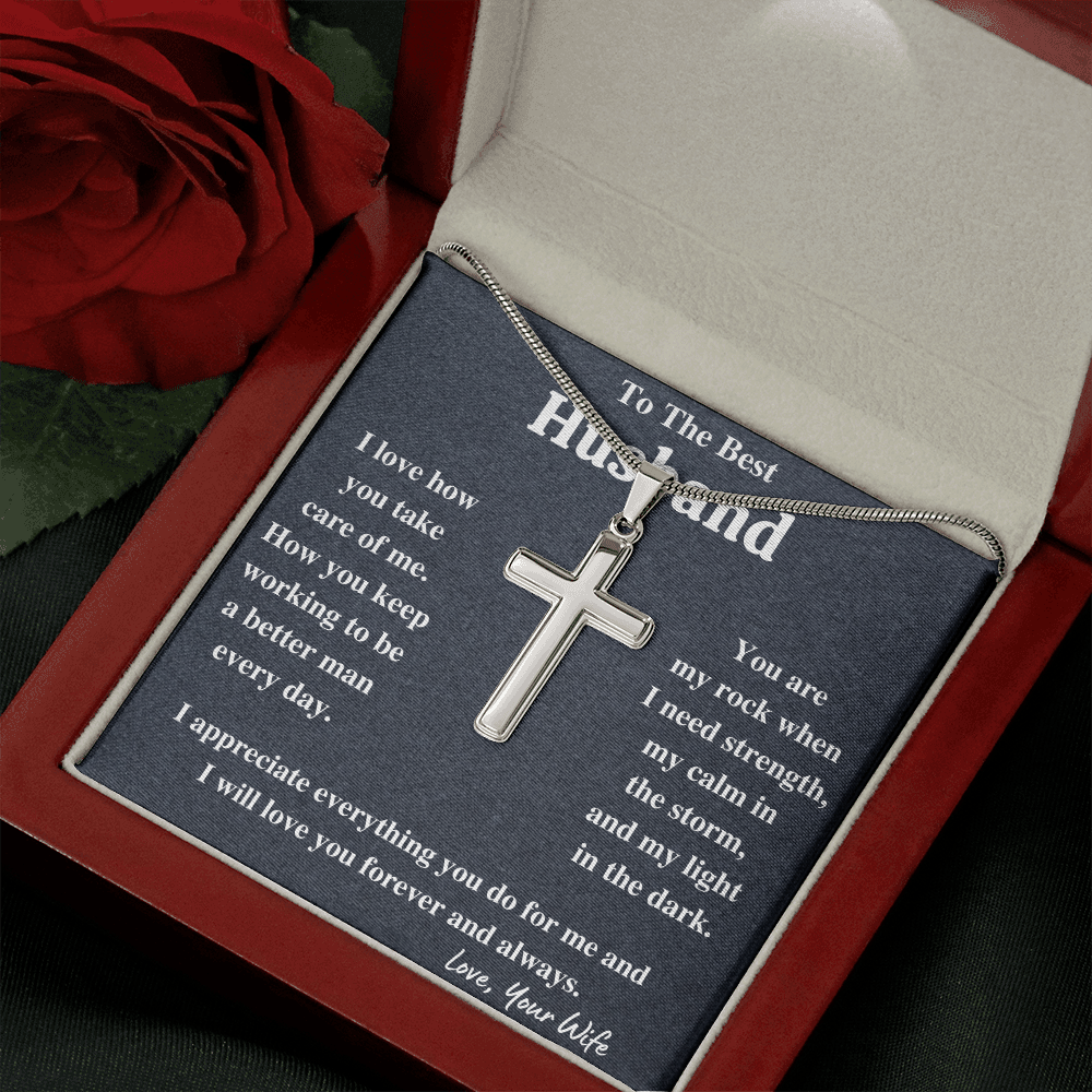 Gifts for husband from wife, to my husband cross necklace, gifts from wife to husband, gift for men anniversary birthday - ON CLOUD NINE GIFTS