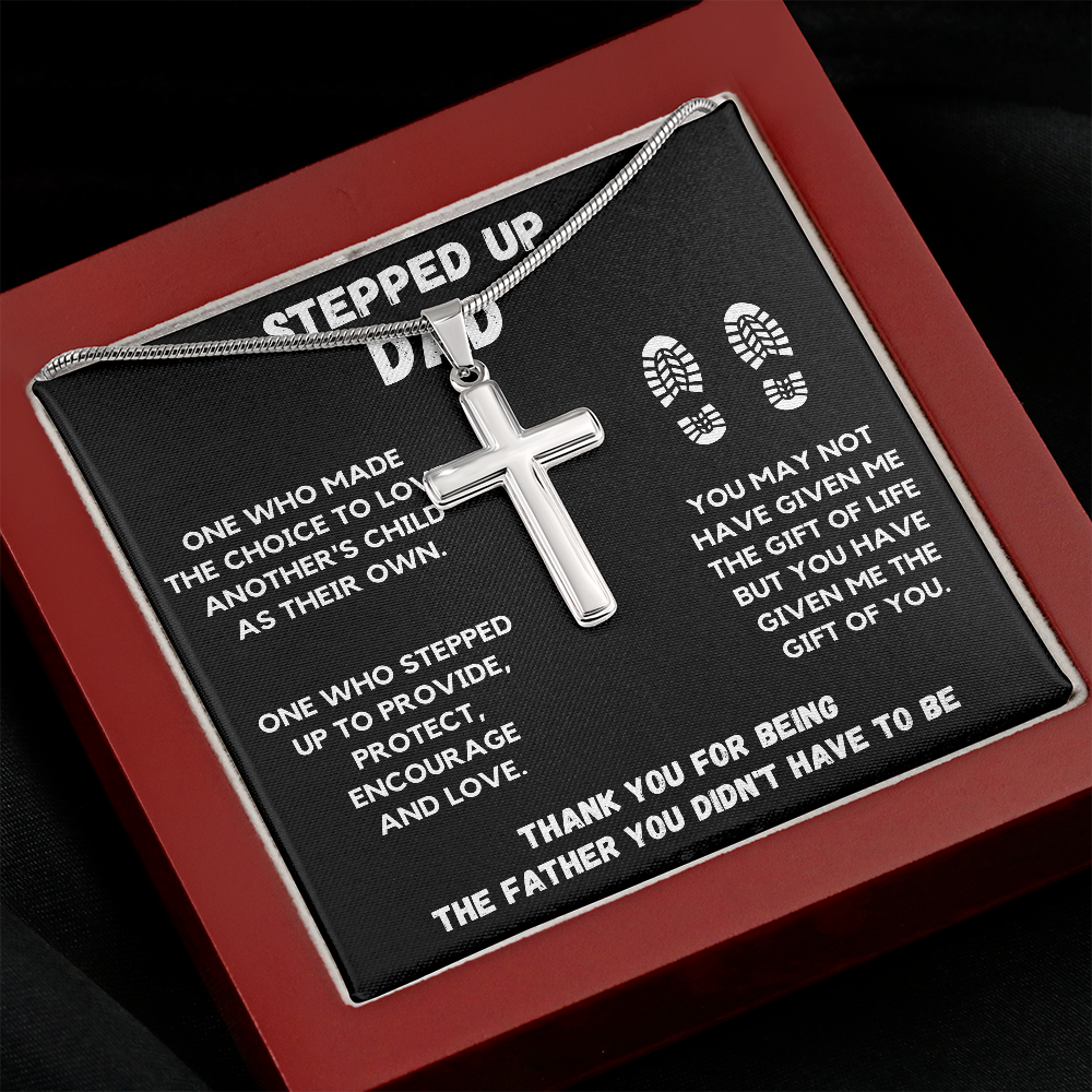 STEPPED UP DAD CROSS NECKLACE GIFT SET - ON CLOUD NINE GIFTS