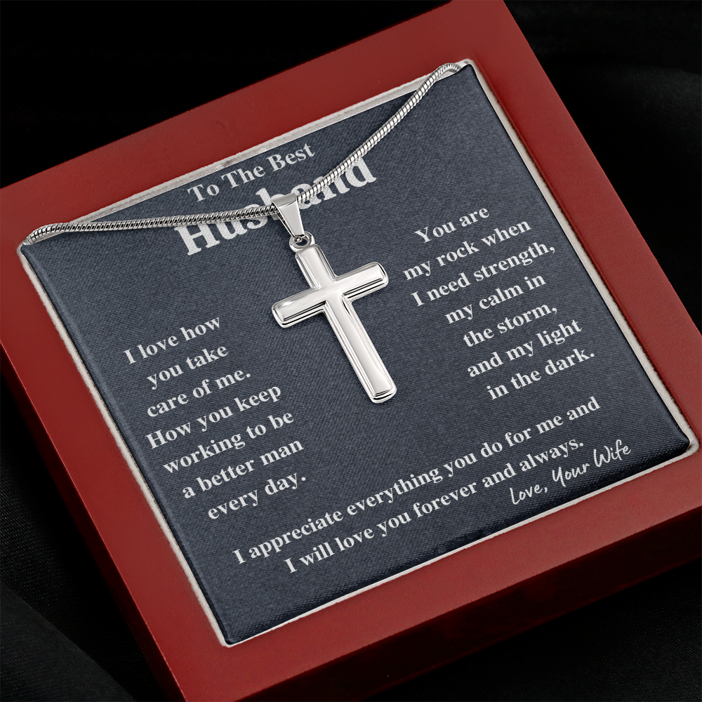 To my husband cross necklace, gifts for husband from wife, gifts from wife best husband, anniversary birthday gift for him, gift for men - ON CLOUD NINE GIFTS