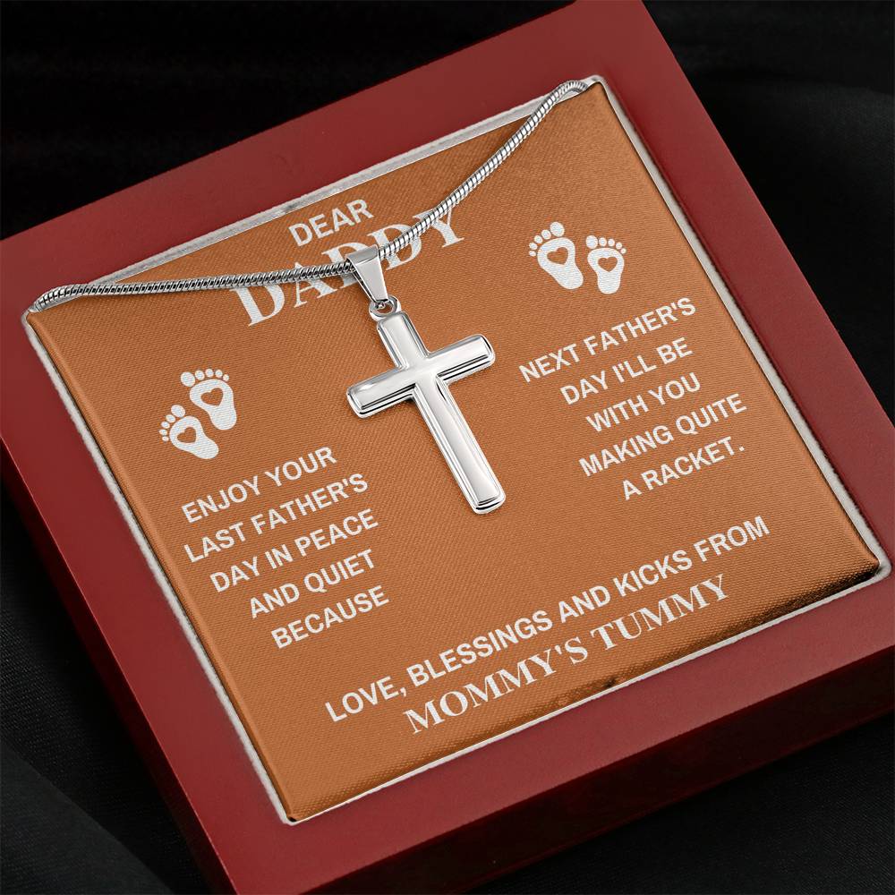 DEAR DADDY PEACE ORANGE CROSS NECKLACE GIFT SET - ON CLOUD NINE GIFTS