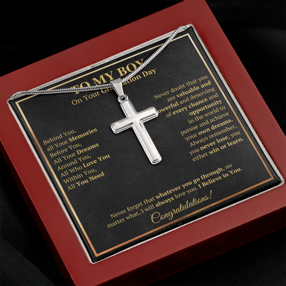 Graduation gifts for son grandson graduation Cross necklace high school class of 2022 presents with message card and gift box - ON CLOUD NINE GIFTS