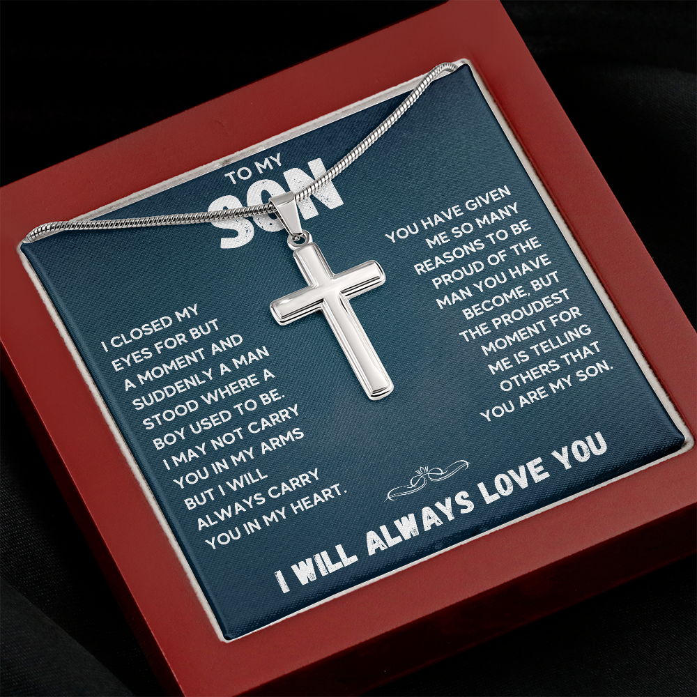 TO MY SON REASONS CROSS NECKLACE GIFT SET - ON CLOUD NINE GIFTS
