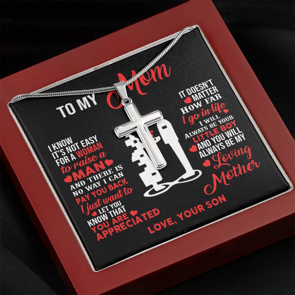 TO MY MOM LITTLE BOY CROSS NECKLACE GIFT SET - ON CLOUD NINE GIFTS