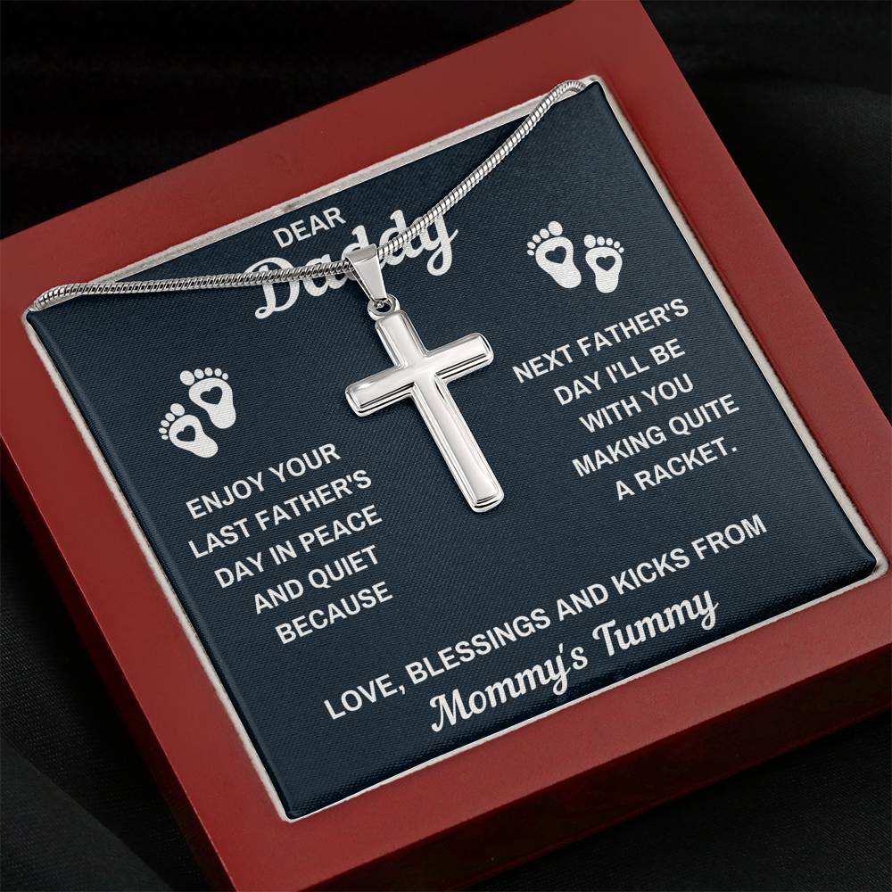 DEAR DADDY PEACE BLACK CROSS NECKLACE GIFT SET - ON CLOUD NINE GIFTS