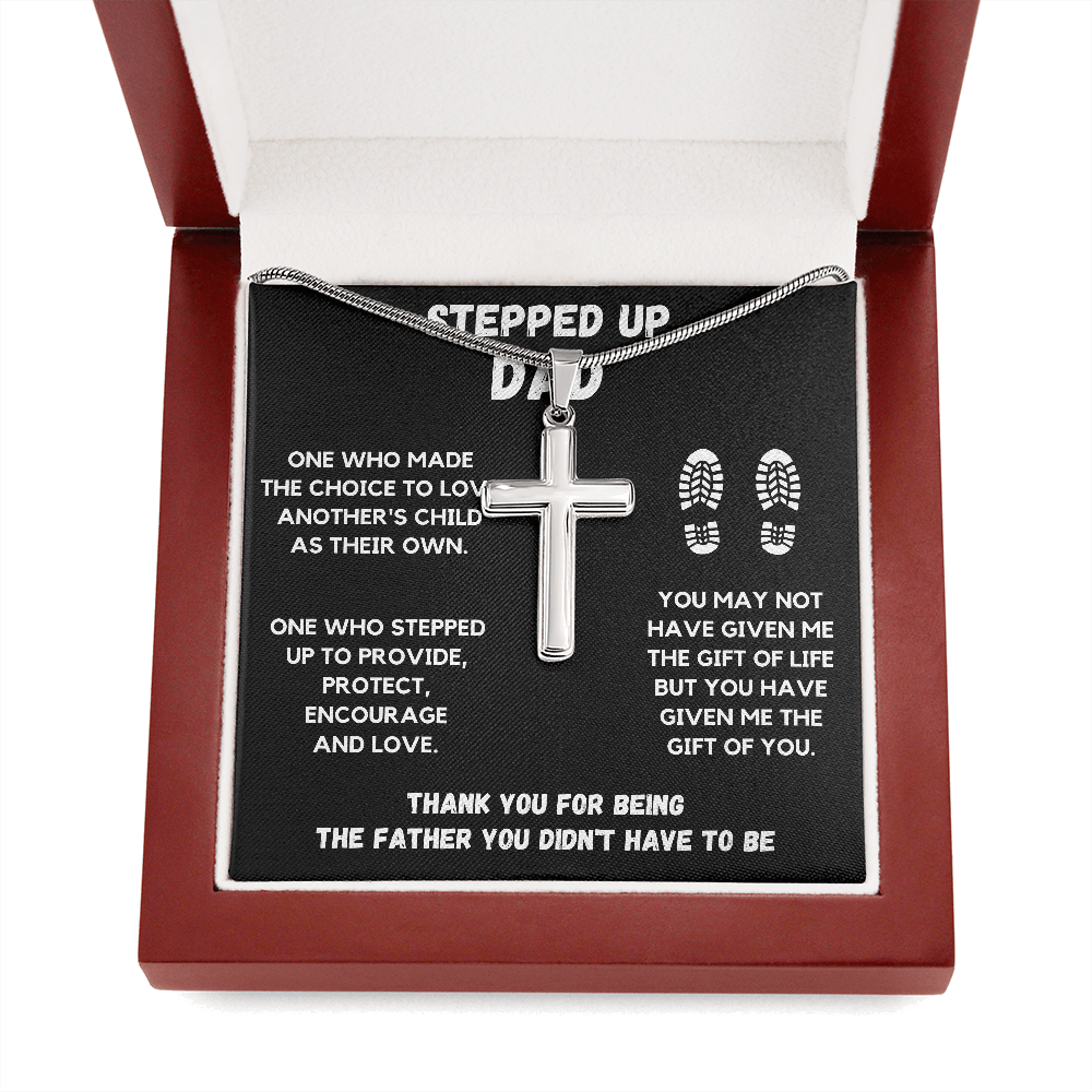 STEPPED UP DAD CROSS NECKLACE GIFT SET - ON CLOUD NINE GIFTS