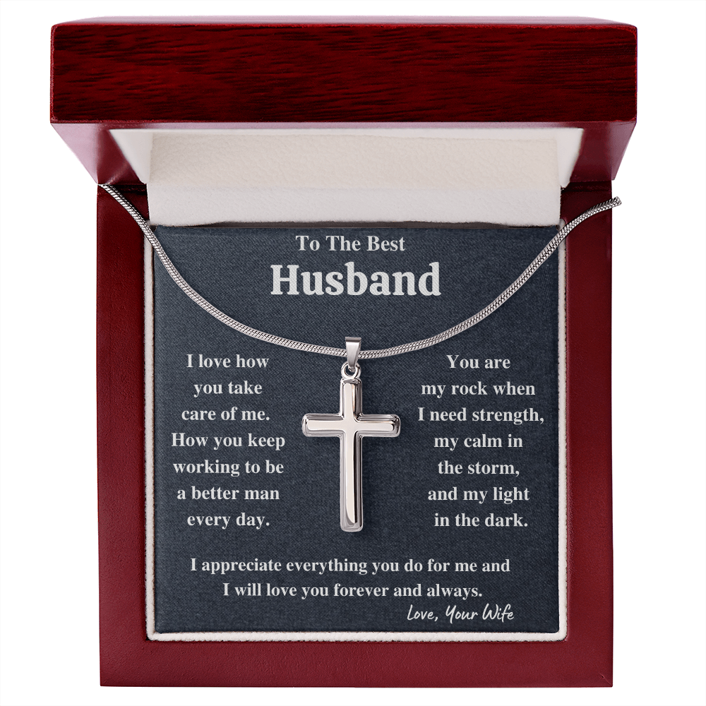 To my husband cross necklace, gifts for husband from wife, gifts from wife best husband, anniversary birthday gift for him, gift for men - ON CLOUD NINE GIFTS