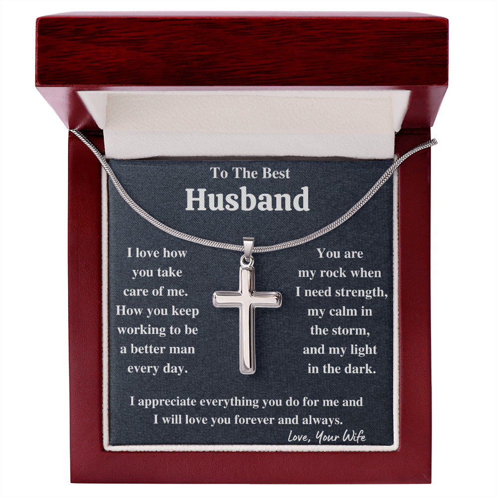 Gifts for husband from wife, to my husband cross necklace, gifts from wife to husband, gift for men anniversary birthday - ON CLOUD NINE GIFTS