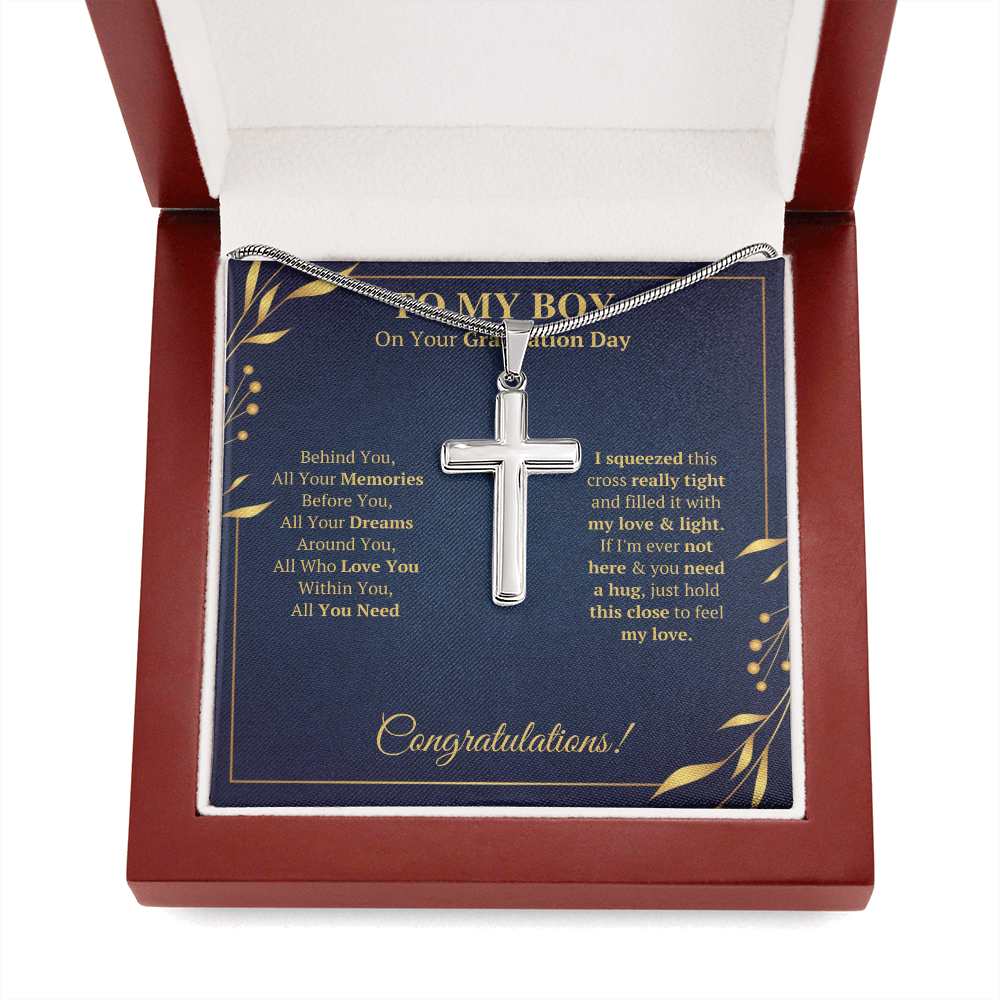 College graduation gifts for him boy mba graduation presents for son class of 2022 Cross Necklace with message card and gift box - ON CLOUD NINE GIFTS