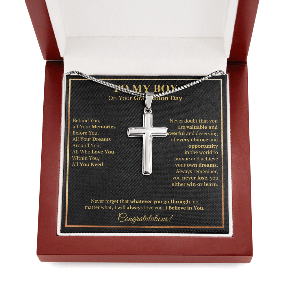 Graduation gifts for son grandson graduation Cross necklace high school class of 2022 presents with message card and gift box - ON CLOUD NINE GIFTS