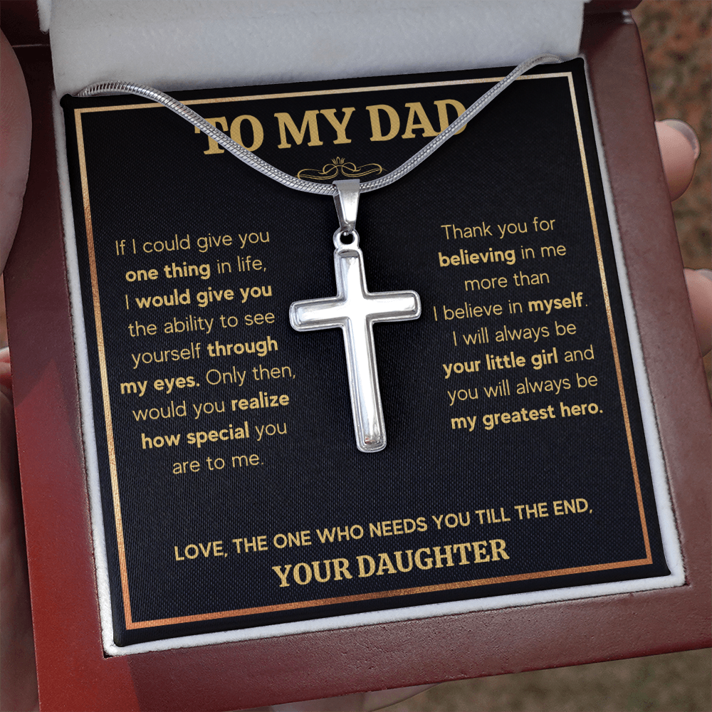 Fathers day gifts from daughter, best dad ever gifts, unique dad birthday gifts, dad gifts from kids for birthday, to my father cross - ON CLOUD NINE GIFTS