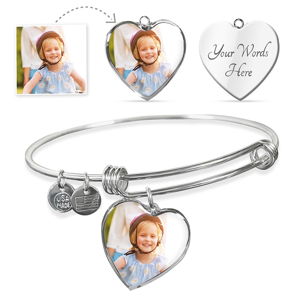 LUXURY BRACELET BANGLE | PERSONALIZED HEART PENDANT - ON CLOUD NINE GIFTS