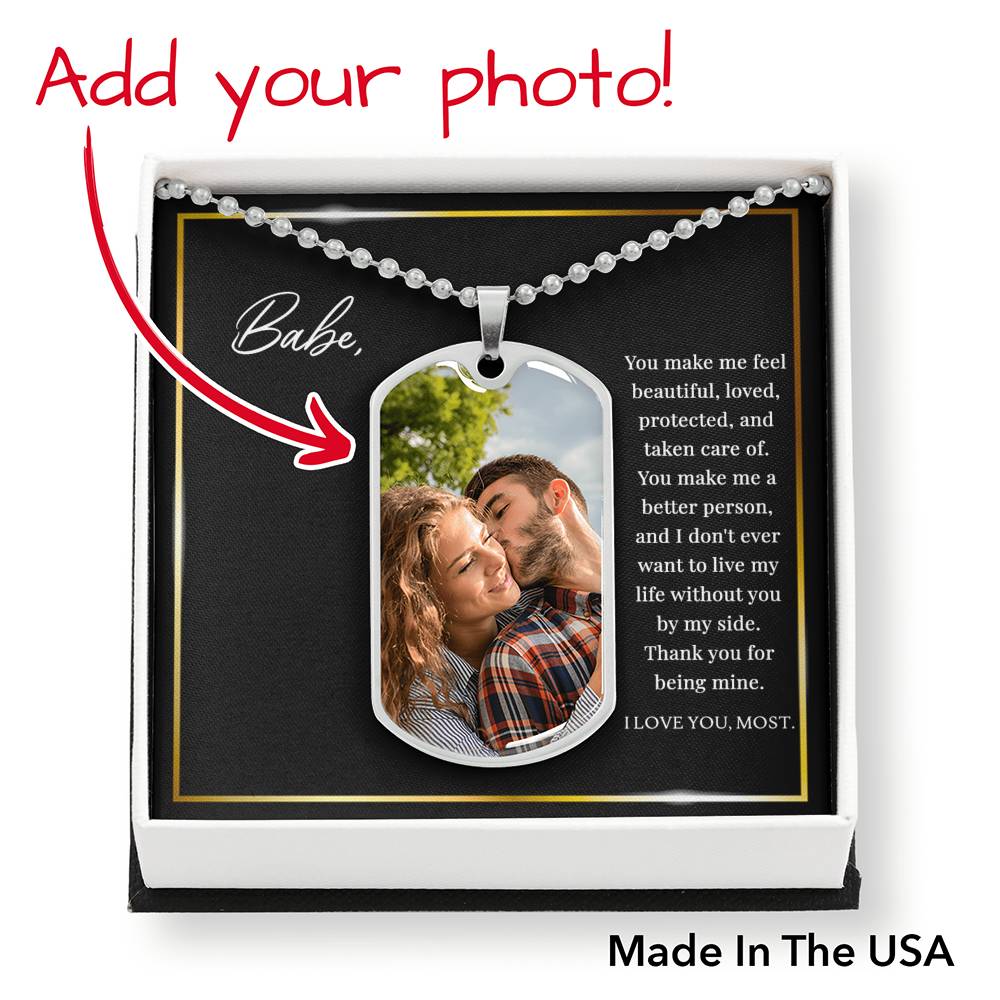 TO MY BOYFRIEND "FEEL-PB" DOG TAG NECKLACE WITH MESSAGE CARD - ON CLOUD NINE GIFTS