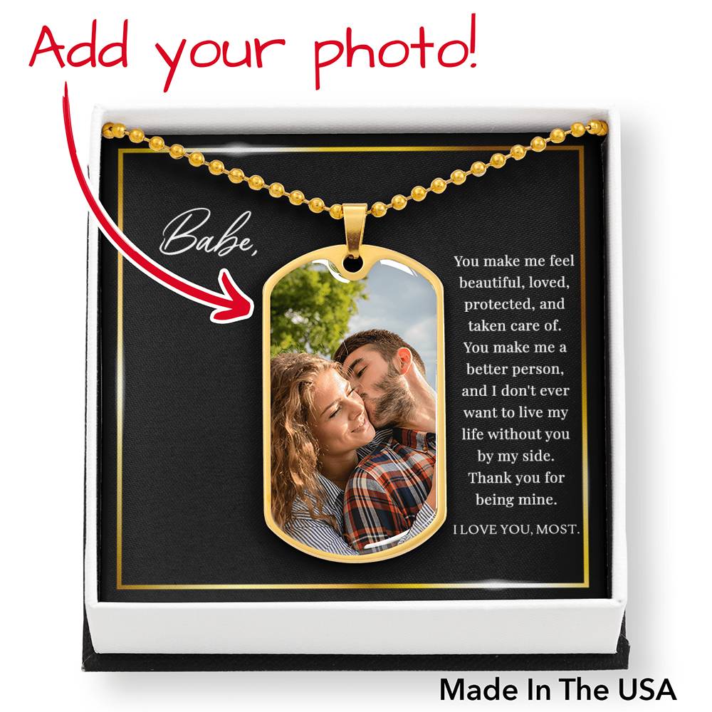 TO MY BOYFRIEND "FEEL-PB" DOG TAG NECKLACE WITH MESSAGE CARD - ON CLOUD NINE GIFTS
