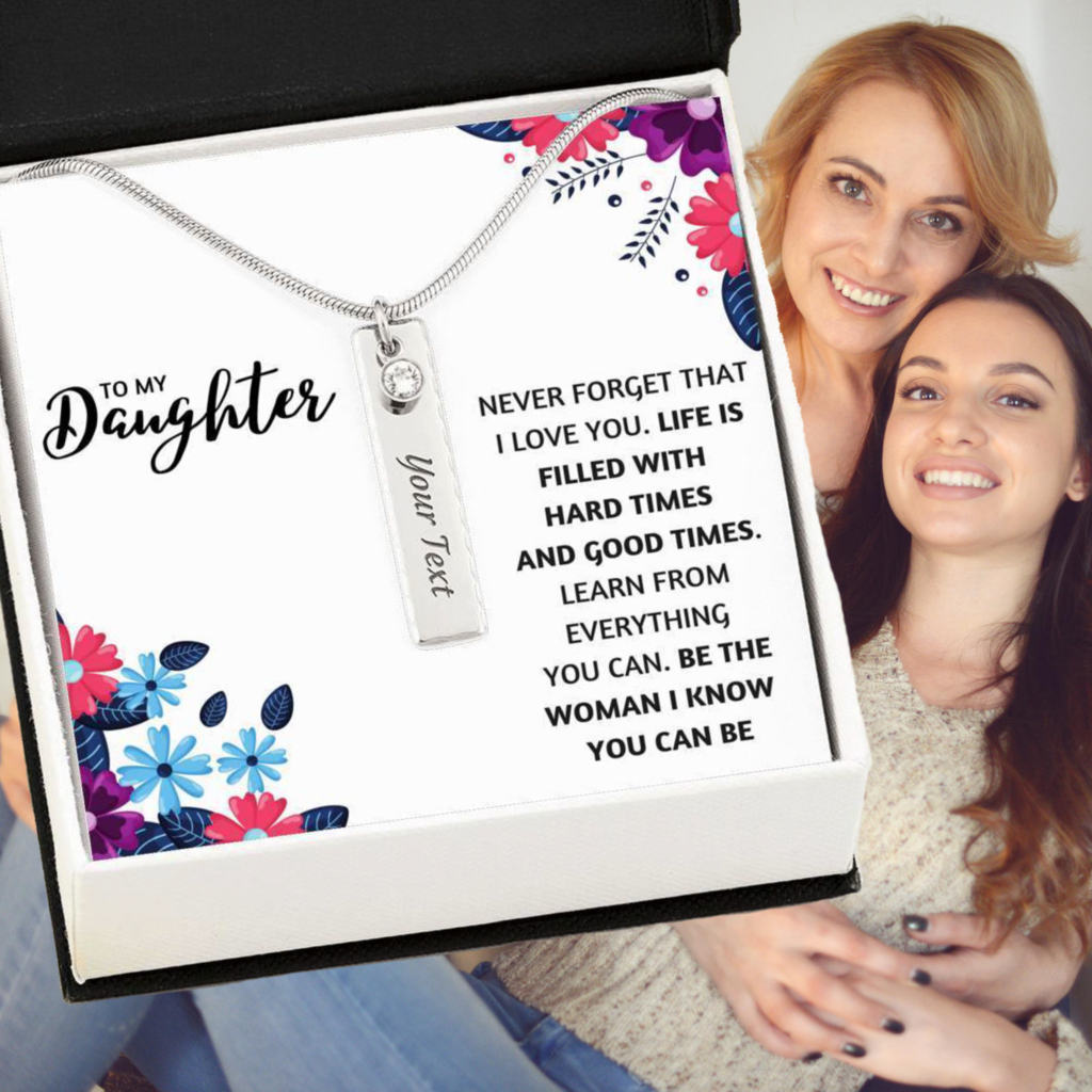 TO MY DAUGHTER BIRTHSTONE CUSTOM NAME NECKLACE | MESSAGE CARD | GIFT BOX - ON CLOUD NINE GIFTS