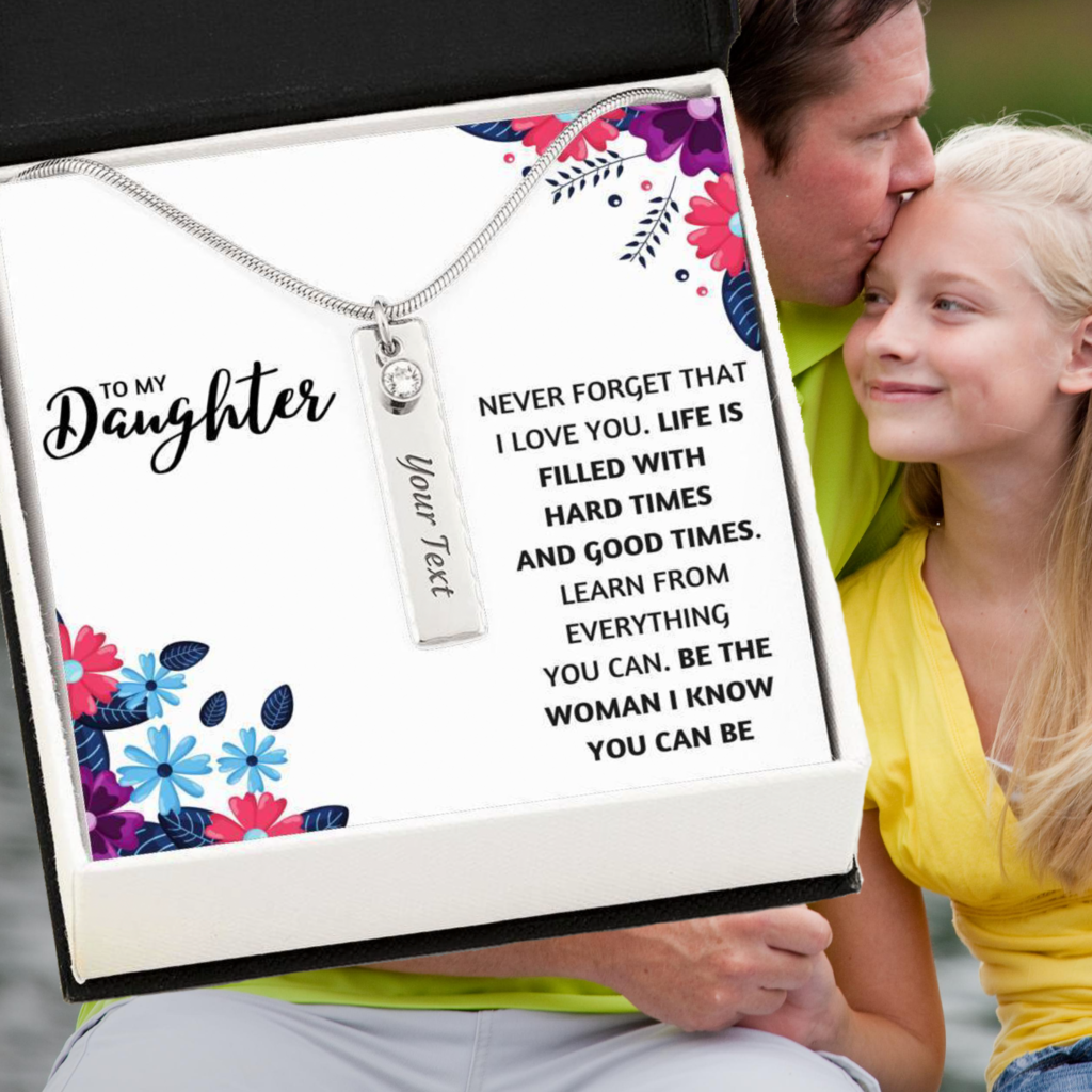 TO MY DAUGHTER BIRTHSTONE CUSTOM NAME NECKLACE | MESSAGE CARD | GIFT BOX - ON CLOUD NINE GIFTS