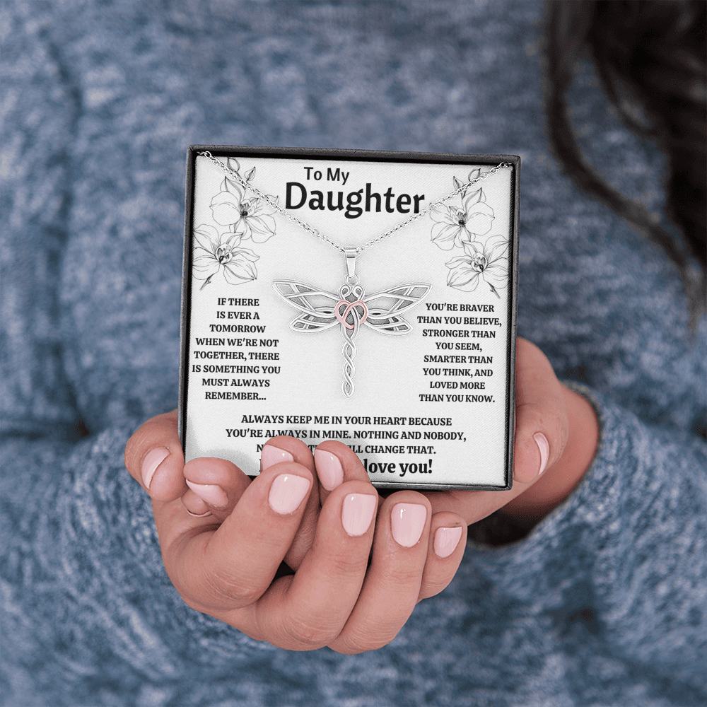 TO MY DAUGHTER "NOT EVEN TIME" DRAGONFLY NECKLACE GIFT SET - ON CLOUD NINE GIFTS