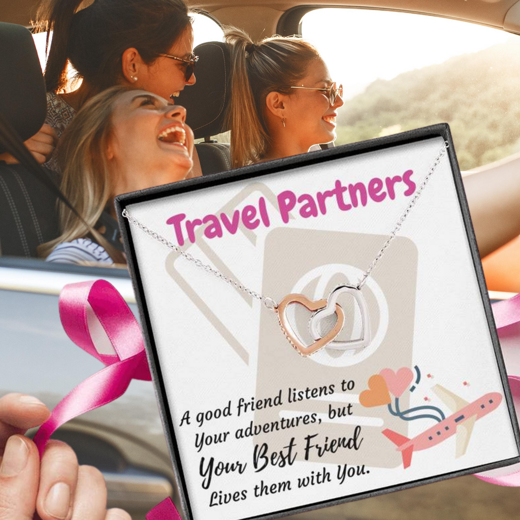 TRAVEL PARTNERS INTERLOCKING NECKLACE | MESSAGE CARD & GIFT BOX - ON CLOUD NINE GIFTS
