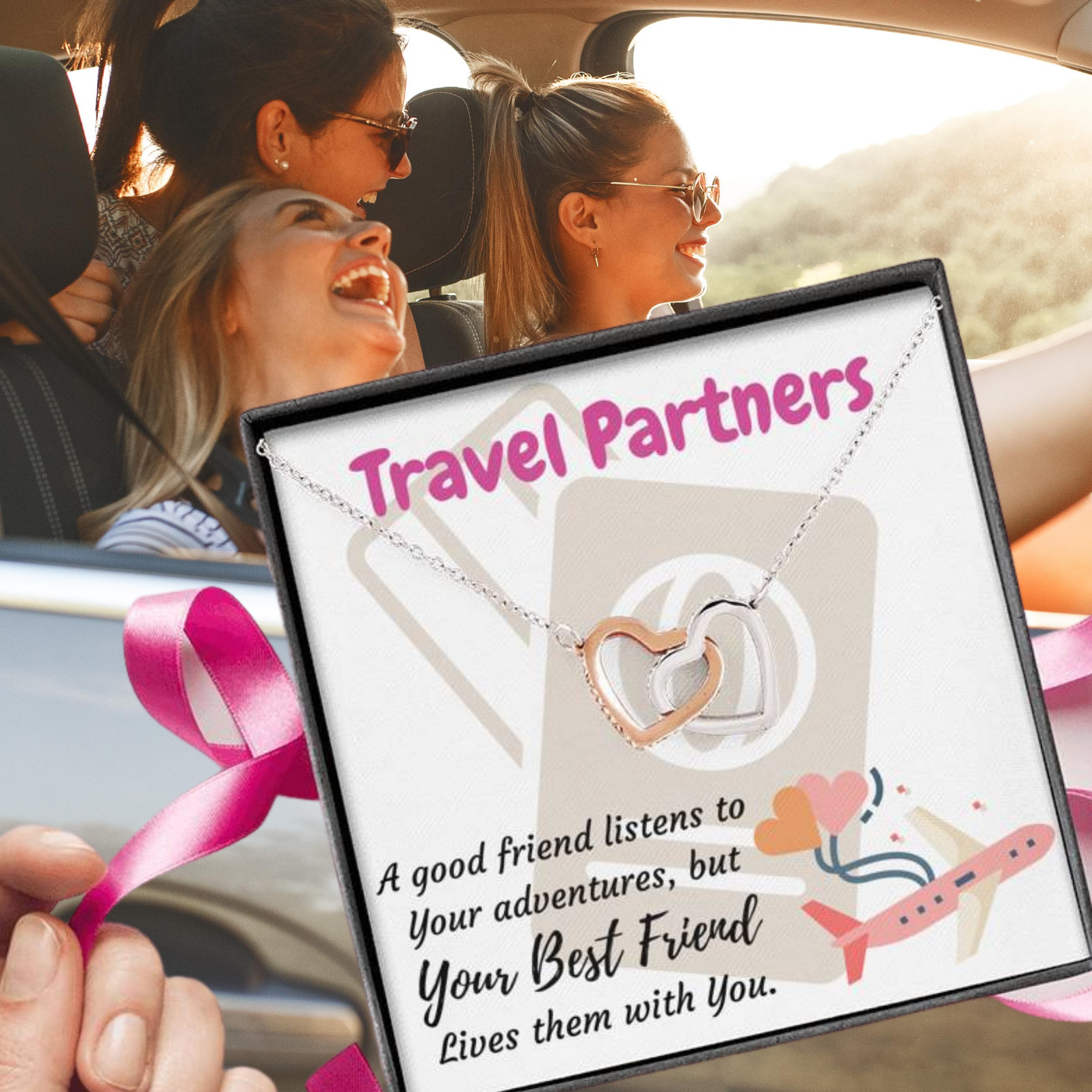 TRAVEL PARTNERS INTERLOCKING NECKLACE | MESSAGE CARD & GIFT BOX - ON CLOUD NINE GIFTS