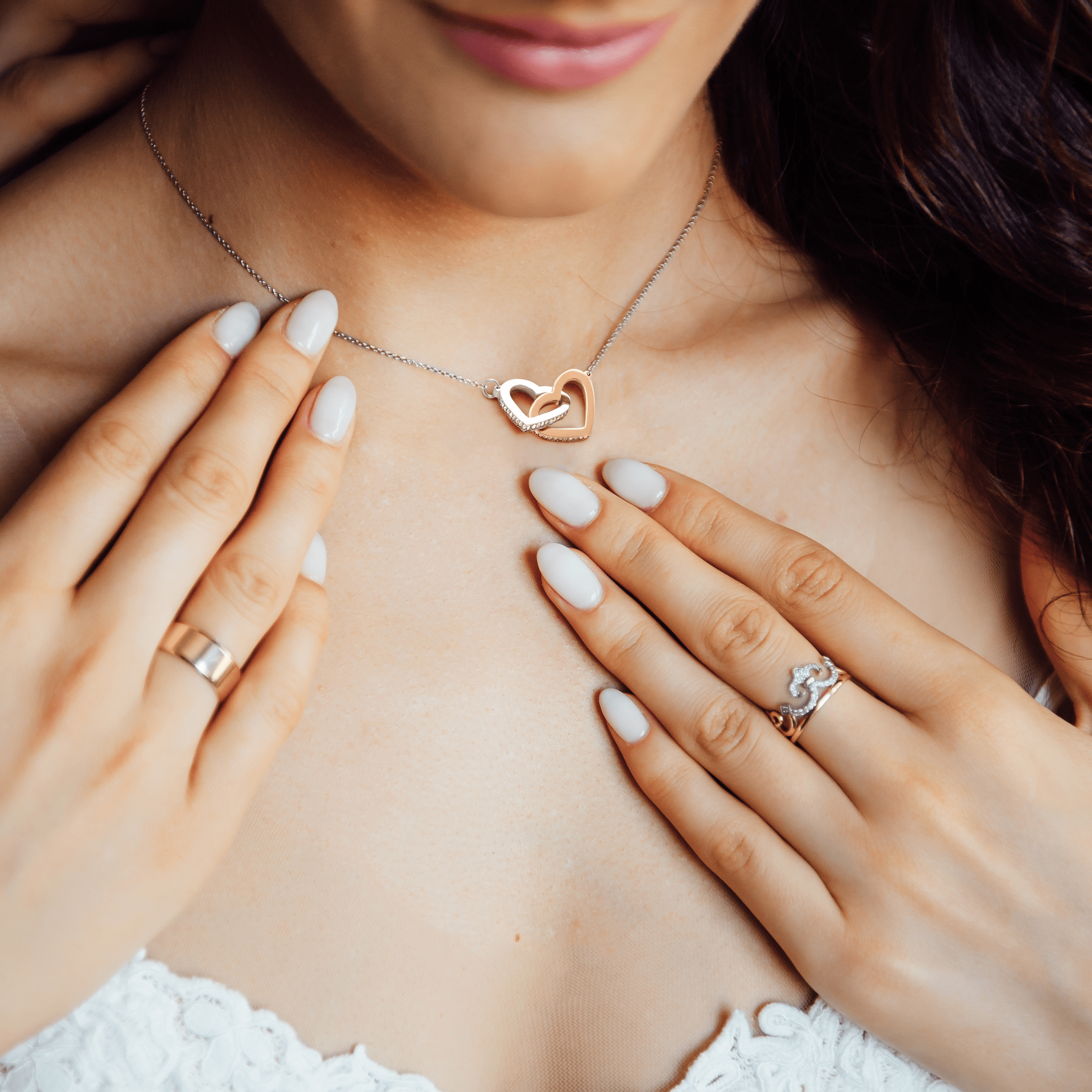 TO MY BADASS DAUGHTER "CRAP - WHITE" INTERLOCKING HEARTS NECKLACE GIFT SET - ON CLOUD NINE GIFTS