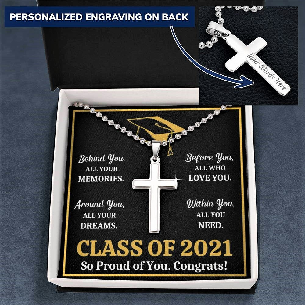 CLASS OF 2021 GRADUATION CROSS NECKLACE GIFT SET - ON CLOUD NINE GIFTS